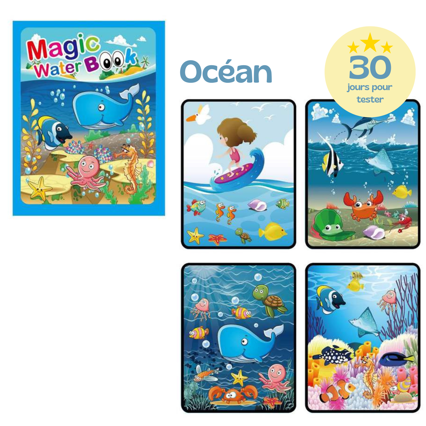 Livre de coloriage à eau bleu marine 